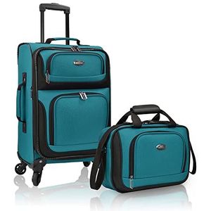 U.S. Traveler Rio cabinekofferset van robuuste stof met 4 wielen, blauwgroen, 4 wielen, rio, uittrekbaar, van robuuste stof, Blauwgroen, 4 Wheel, Rio Kabinepoffer, uittrekbaar van robuuste stof