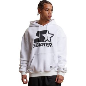 STARTER BLACK LABEL Sweat à capuche surdimensionné pour homme - Sweat à capuche décontracté avec logo de démarrage - Tailles S à XXL, Blanc., M