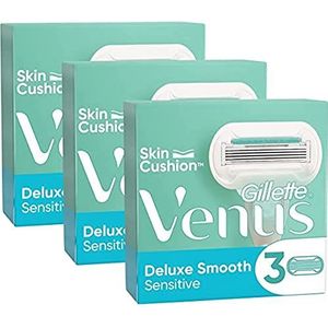 Gillette Venus deluxe Smooth Sensitive 9 navulmesjes (3 x 3), voor dames, met 5 messen