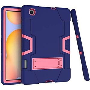 Samsung Galaxy Tab S6 Lite Case 2022/2020 Model SM-P610/P613/P615/P619 Krachtige schokbescherming met houder voor Tab S6 Lite 10,4 inch marineblauw + roze