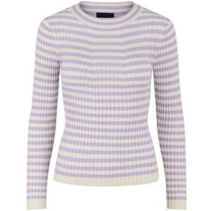 Pieces Lpcrista Ls O Neck Knit TW Noos BC Sweater Jongens, Lavendula/strepen: berkenhout gestreept