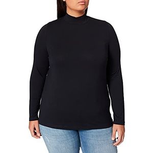 Samoon Dames shirt met lange mouwen met turtleneck lange mouwen T-shirt lange mouwen ronde hals shirt effen kleuren grote maten, Navy Blauw