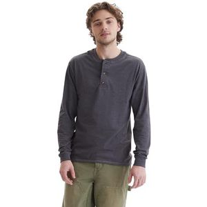 Hanes Beefy Henley overhemd voor heren, 1 stuk, Oxford grijs/leigrijs gemêleerd