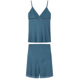 women'secret Pyjama court « Maternity » pour femme Bleu côtelé, bleu clair, M