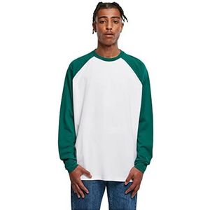 Urban Classics Herenshirt met lange mouwen van biologisch katoen met biologische raglanmouwen, lange mouwen, biologische raglanmouwen, verkrijgbaar in 3 kleuren, maten S tot 5XL, Wit/Groen