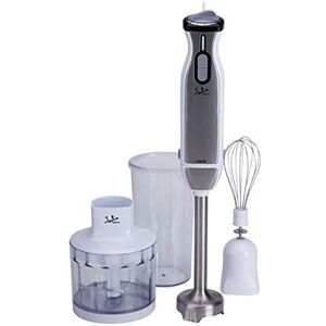 Jata BT199 Handmixer van roestvrij staal met dubbel titanium lemmet en alle accessoires inbegrepen, 1000 W, elektronische snelheidsregelaar, afneembare voet