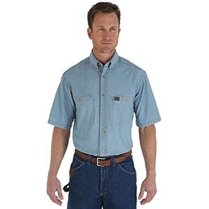 Wrangler Riggs Workwear Chemise de travail à manches courtes en chambray pour homme - Bleu - Taille XL