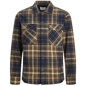 JACK & JONES ESSENTIALS Geruit Regular Fit Overshirt JJEEDDIE Bruin