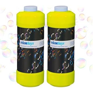 Relaxdays Navulverpakkingen voor zeepbellenmachine, 1 l, geel, 2 stuks