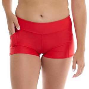 Body Glove Standaard hybride zwemshorts voor dames met elastische band UPF 50+, Smoothie True Red