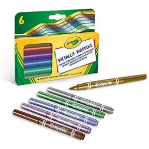 CRAYOLA - Viltstiften met metallic effecten, 6-delig, verschillende kleuren, voor creatieve projecten thuis en op school, 58-8828