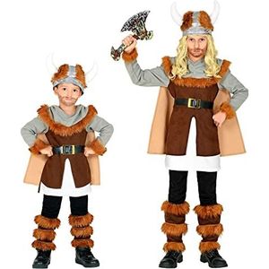 Widmann - Vikingkostuum voor kinderen, tuniek met riem en cape, beenwarmer, helm, krijger, themafeest, carnaval