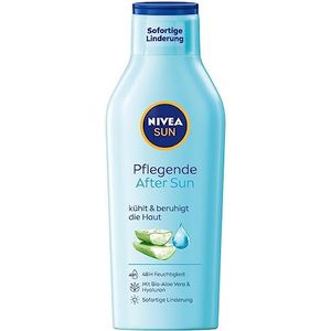 NIVEA Sun verzorgende after sun lotion (400 ml), kalmerende lotion na het zonnebaden, conditioner met biologische aloë vera en hyaluron voor 48 uur vocht