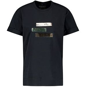 Gerry Weber Dames T-shirt met korte mouwen met GOTS frontprint effen, Navy Blauw