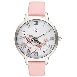 Charlotte Raffaelli Uniseks volwassenen analoog kwarts horloge met leren armband CRA001, roze, armband, Roze, Armband