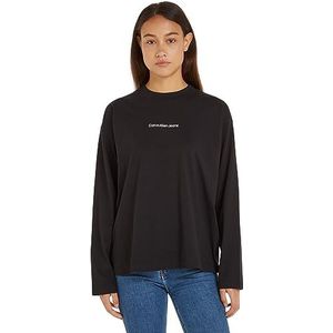 Calvin Klein Jeans Lange mouwen losse institutionele L/S gebreide tops voor dames, Zwart