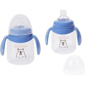 Badabulle Drinkbeker voor baby's, lekvrij, met dop, ergonomische handgrepen en zachte siliconen uitloop, inhoud: 180 ml, vanaf de geboorte