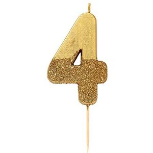 Verjaardagskaars nummer 4 goud met glitter | hoogwaardige taartdecoratie | mooi, glinsterend voor kinderen, volwassenen, 4e 40e feest, verjaardag, mijlpaal leeftijd
