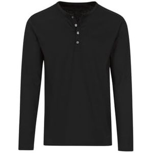 Trigema Heren shirt met lange mouwen met knoopsluiting, zwart.