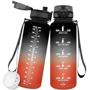 Vikaster 1,5 liter sportfles, BPA-vrij, 1500 ml, kunststof, lekvrij, grote waterfles voor kantoor, camping, fitness, wandelen, yoga, reizen, outdoor