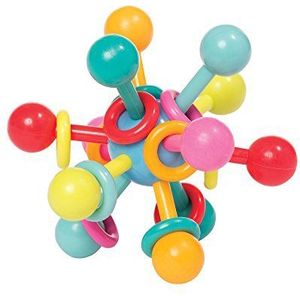 Manhattan Toy Atom 214200 rammelaar en bijtring, grijpactiviteit, speelgoed, meerkleurig, 4,5 x 4,5 inch x 3,5 inch