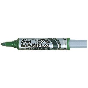 Pentel Maxiflo whiteboard-marker met brede ronde punt, vloeibare inkt, groen, 12 stuks