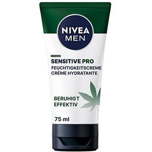 NIVEA MEN Sensitive Pro Vochtinbrengende crème, 75 ml, hydraterende crème met hennepzaadolie en vitamine E, kalmerende gezichtsverzorging voor de gevoelige huid
