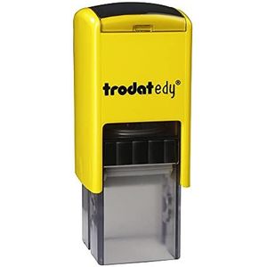 Trodat edy FIX Motiverende stempel voor leraren en opvoeders, motiverende stempelset, 1 motief Duitse vloeibare bijen, gele behuizing, zwarte afdruk, zelfinkt, 20 x 20 mm