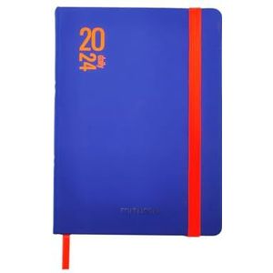 MITAMA Koraalblauwe agenda - dagelijkse planner - 12 maanden 2024 - 366 pagina's + 66 extra inhoud - binnenzak + bijpassend potlood - 15 x 21 cm