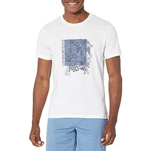 Emporio Armani Heren T-shirt ronde hals grafisch grafisch patroon wit S, Witte letters