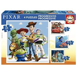 Educa - Progressieve Pixar | Set van 4 progressieve puzzels voor kinderen van 12 tot 25 stukjes. Meet Eenmaal gemonteerd: 16 x 16 cm. Samengesteld uit grote, perfect afgewerkte stukken. +3 jaar