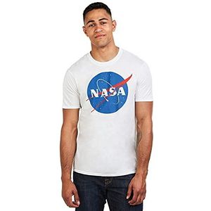 Nasa T-shirt met rond logo voor heren, wit (wit wit), XXL, Wit (wit wit)