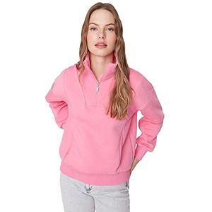 Trendyol Sweat à capuche basique en tricot pour femme, rose, S