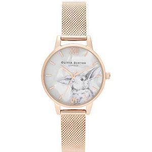 Olivia Burton OB16WL85 Analoog kwartshorloge voor dames, met armband van roestvrij staal, kleur roségoud, OB16WL85, Goud, Armband