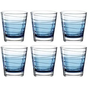Leonardo 026838 waterglazen Vario Struttura, set van 6, vaatwasserbestendig, kleurrijk glas, 250 ml, blauw