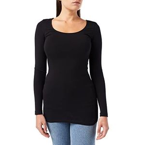 Vero Moda Vmmaxi My Ls Damesshirt met lange mouwen en ronde hals, Zwart