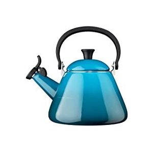 Le Creuset Kone waterkoker voor fornuis met fluitje, geëmailleerd staal, 1,6 l, Deep Teal, 40101026420000