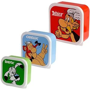 Puckator Asterix Set van 3 snackboxen M/L/XL - lunchbox met meerdere vakken - kleine voedselcontainers - lunchbox voor volwassenen en kinderen - lunchbox voor