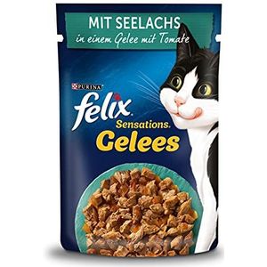 FELIX Sensations Gelees 26 x 85 g natvoer voor katten met koolvis en gelei tomaat, 26 stuks