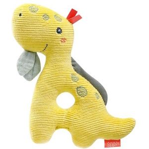 Fehn Baby Ring Dino rammelaar, motorisch speelgoed met rammelaar, pluche speelgoed voor speels leren in de vroege kindertijd, babyspeelgoed en trouwe metgezel voor baby's en peuters vanaf