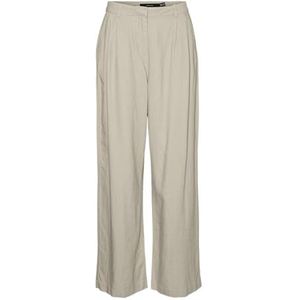 Vero Moda Vmmindy Mw Linen Pantalon pour papa Mix Noos, Crème, 36W / 30L