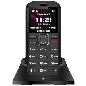 ALIGATOR Téléphone portable AZA720B à grosses touches pour seniors 4G/LTE avec bouton SOS et localisateur SOS. Écran couleur 1,8"", double SIM, couleur noir/argenté.