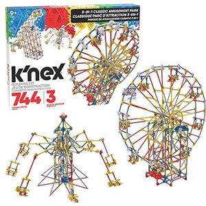 K'NEX 17035 - 3-in-1 klassieke pretpark-bouwset Thrill Rides, 744-delige kinderbouwset voor creatief speelplezier, Creëer drie attracties, Bouwspeelgoed voor kinderen van 9 jaar en ouder