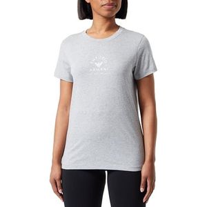 Emporio Armani Iconic T-shirt van katoen, stretch, logoband, loungewear, T-shirt voor dames, 1 stuk, Lichtgrijs gemêleerd