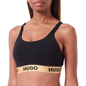 HUGO Bralette rembourrée avec logo sportif pour femme, noir3, S