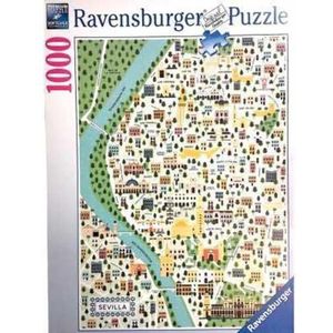 Ravensburger - Puzzel kaart van Sevilla, puzzel 1000 stukjes, puzzel voor volwassenen, puzzels en vrije tijd, cadeaus voor volwassenen, 70 x 50 cm