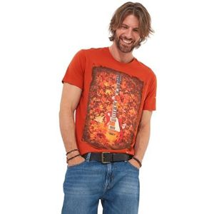 Joe Browns T-shirt à manches courtes pour homme Motif guitare électrique Feuilles d'automne, Orange, S