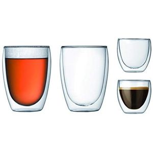 Bodum K4557-10 dubbelwandige glazenset (2 stuks 0,08 liter en 2 stuks 0,35 liter)