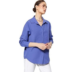 Trendyol Oversized basic overhemd voor dames met geweven overhemdkraag, Licht Paars
