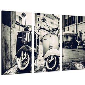 Cuadros Camara Modern beeld, fotoprint op hout, vintage motorfietsen, Vespa, 97 x 62 cm, Ref. 26307
